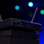 High-resolution image of the PG88 wireless receiver with signal indicators, showcasing its professional audio equipment design for stage use.