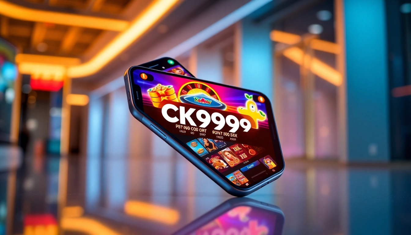 The ck999 app interface on a smartphone showcasing engaging casino games and betting features for mobile users.