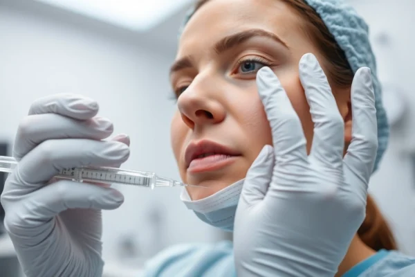 Fettwegspritze Zürich in Anwendung: Arzt bei Behandlung in moderner Klinik mit Fokus auf Sicherheit und Präzision.