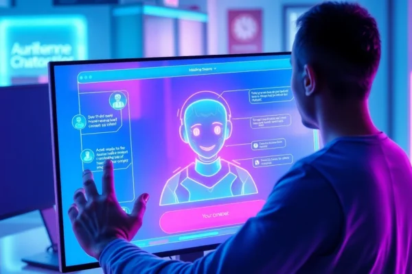 Unveiling the Power of Character AI: Your Guide to CrushOn AI and Sprunki R34 A futuristic digital interface showing a user interacting with a customizable AI character on a neon-lit screen.