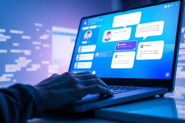 A user interacting with a customizable AI chatbot on a modern digital device, showcasing the platform's interface and AI character customization features.