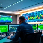 Professional Forex Broker UK trading desk with UK traders analyzing forex charts and market