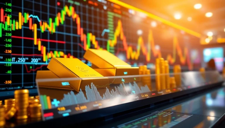 Investment News article showing stock market charts, rising gold prices, and financial icons