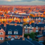 UK House Prices are rising as modern homes fill a vibrant cityscape improving affordability in