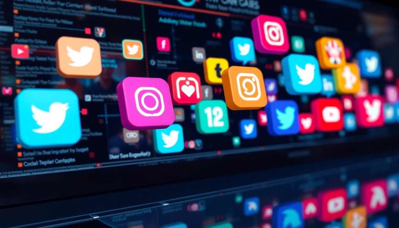 Social Media Industry News updates on digital screens with team analyzing data for social strategy
