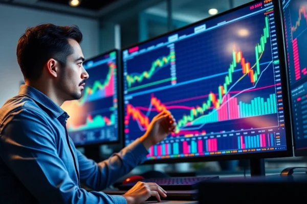 Trading view platform displaying detailed market charts for technical analysis and trading insights.